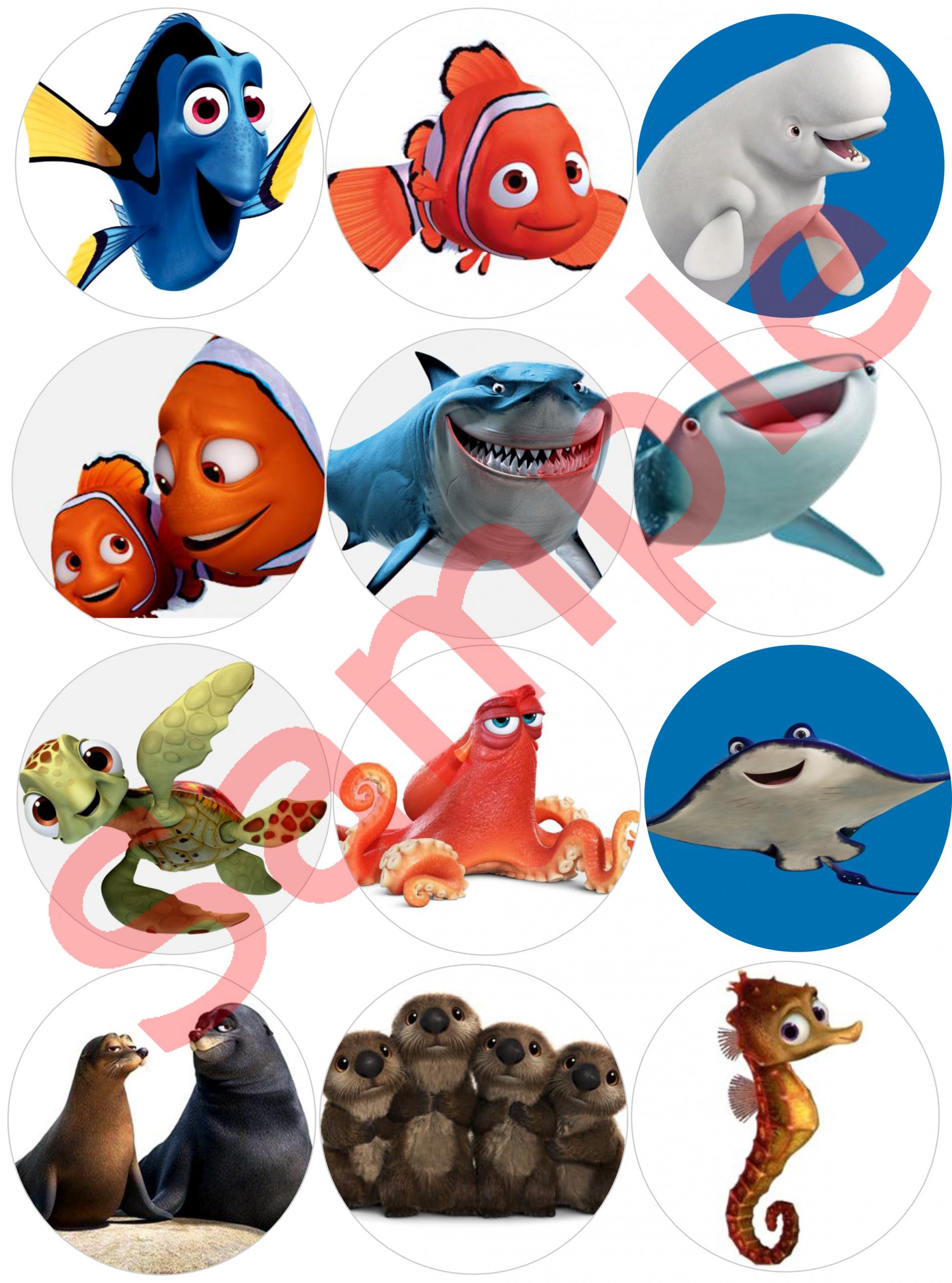 Digital Artwork Nemo Dory Sheet X Cupcake Toppers For Edible Print Outs Handmade With Love